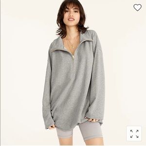 J. Crew University Terry Long Half-Zip Tunic - Heather Grey - Sz XS